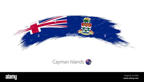 Flag Of Cayman Islands In Rounded Grunge Brush Stroke Vector