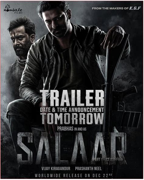 Salaar Trailer Update Tomorrow Cinejosh