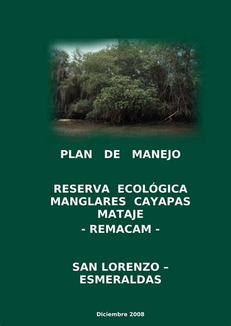 Pdf Plan De Manejo Reserva Ecol Gica Manglares Cayapas Mataje