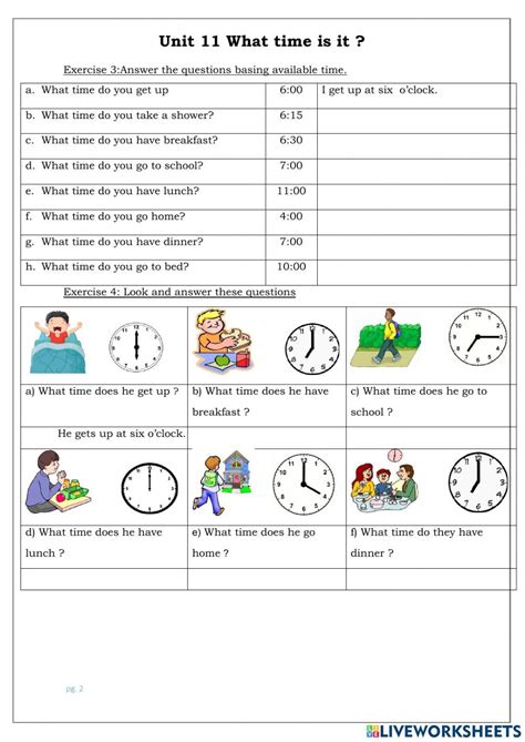 English Unit What Time Is It Worksheet English Time English