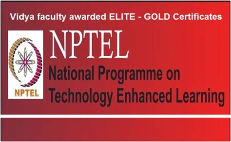 Vidya Faculty Members Complete Nptel Courses With Elite Gold