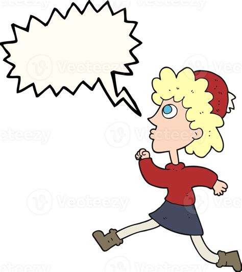 Hand Drawn Speech Bubble Cartoon Running Woman 43491748 Png