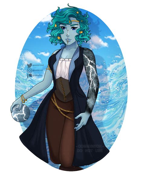 Oc Art Arsa Water Genasi Storm Sorcerer Tempest Cleric