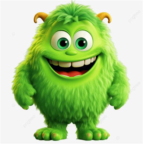 Cute Green Monster Cartoon On White Background Cute Green Monster