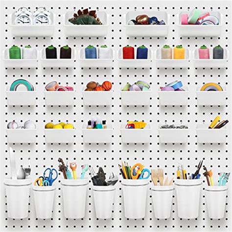 Roowest 60 Pcs Pegboard Cups Pegboard Bins Set Pegboard Wall Organizer