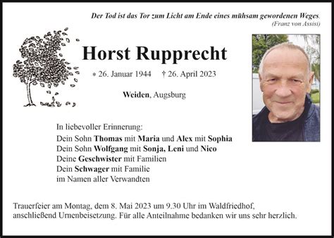 Traueranzeige Horst Rupprecht Weiden OberpfalzECHO