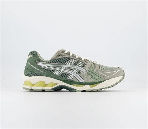 Asics Gel Kayano 14 Trainers Grey Green Yellow Mens Trainers