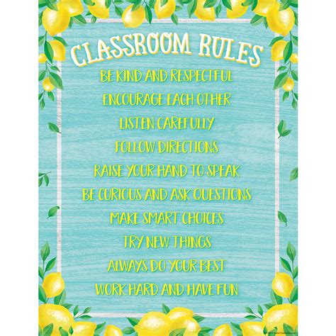 Lemon Zest Classroom Rules Chart Tcr Teacher Created Resources