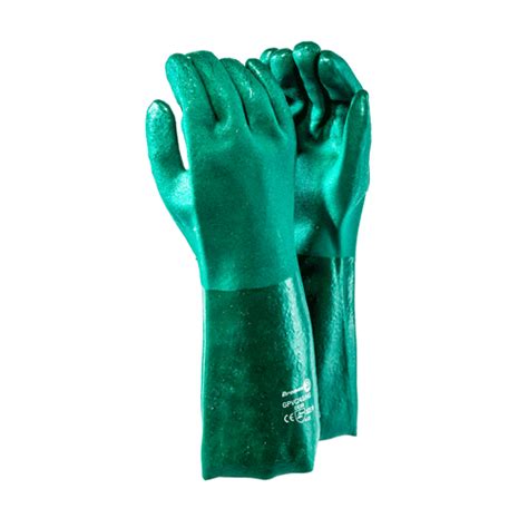 Glove Pvc Chemical Green Elbow Hd 40cm Length Heavy Duty Fowkes Bros