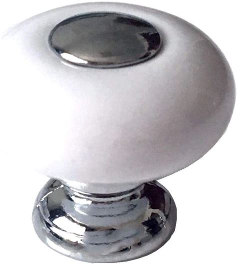 Drawer Knob Ceramic Cabinet Pull Handle Silver White Cabinet Handle