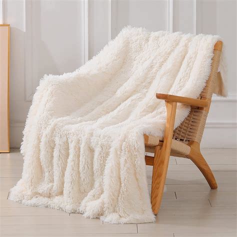 Decorative Soft Faux Fur Blanket Solid Reversible Fuzzy Lightweight