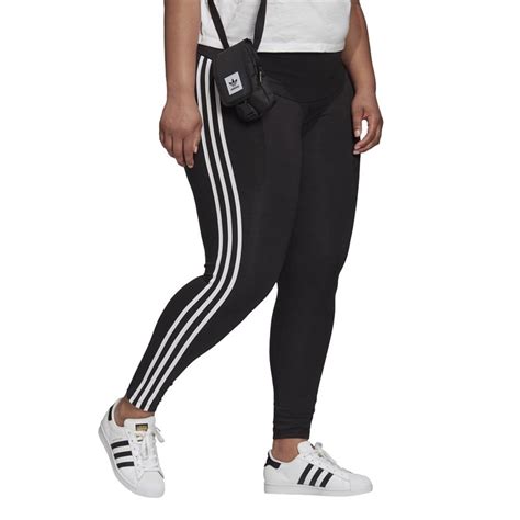 Adidas Originals Dames 3 Stripes Plus Size Legging Zwart