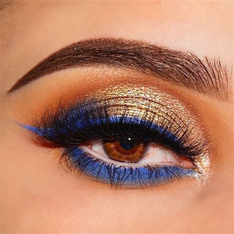 Blue and Gold 💙💛 #makeup | Makeup geek eyeshadow, Gold makeup looks ...