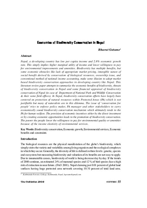 (PDF) Economics of Biodiversity Conservation in Nepal