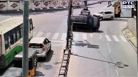 Caught On Camera Speeding Car Runs Red Light Collides With Another And Flips Multiple Times