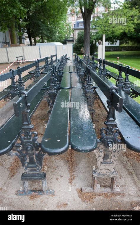 Paris Jardin Du Luxembourg Public Benches Taken Off Stock Photo Alamy