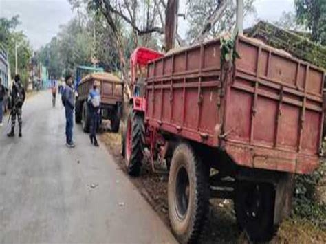 Mining Department Caught Three Tractors Carrying Illegal Sand खनन