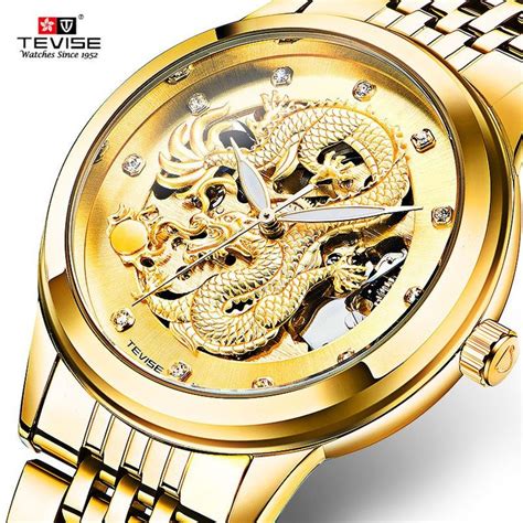 Tevise Dragon Watch Men Automatic Mechanical Tourbillon Watches Fashion