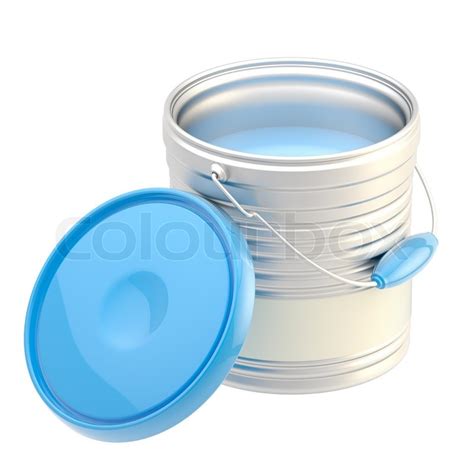 Glossy metal blue paint bucket isolated ... | Stock image | Colourbox