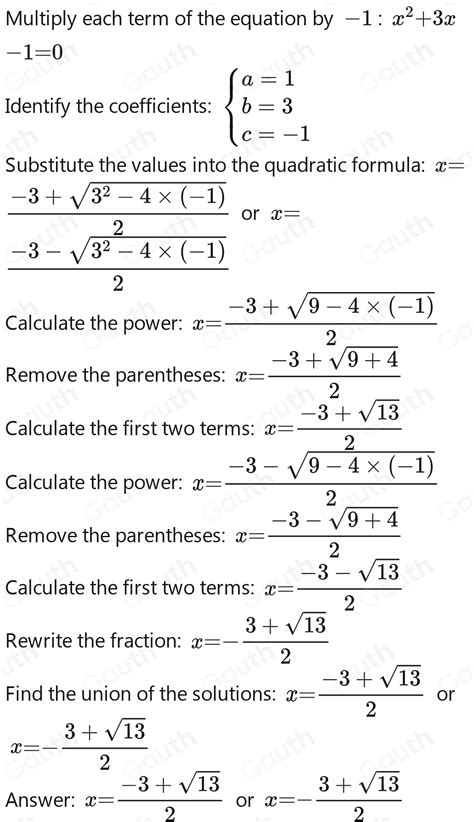 Solved F X 2 3x 1 0 [math]