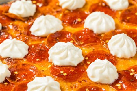 Hot Honey Pepperoni Pizza With Ricotta Stock Photo Image Of Honey Meat