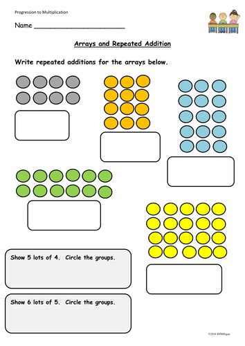 Multiplication Repeated Addition And Arrays Presentation Worksheets Cut And Paste