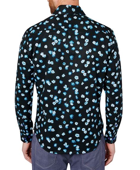 Tallia Mens Slim Fit Non Iron Performance Stretch Floral Print Shirt