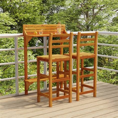 Vidaxl Piece Balcony Bar Set Solid Wood Acacia Pcs Qfc