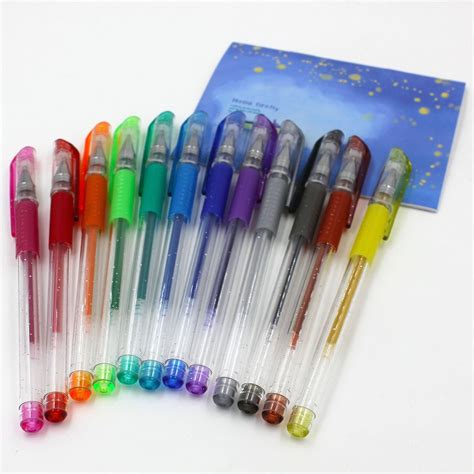 12 Glitter Coloring Gel Pens Adult Coloring Books Drawing Etsy