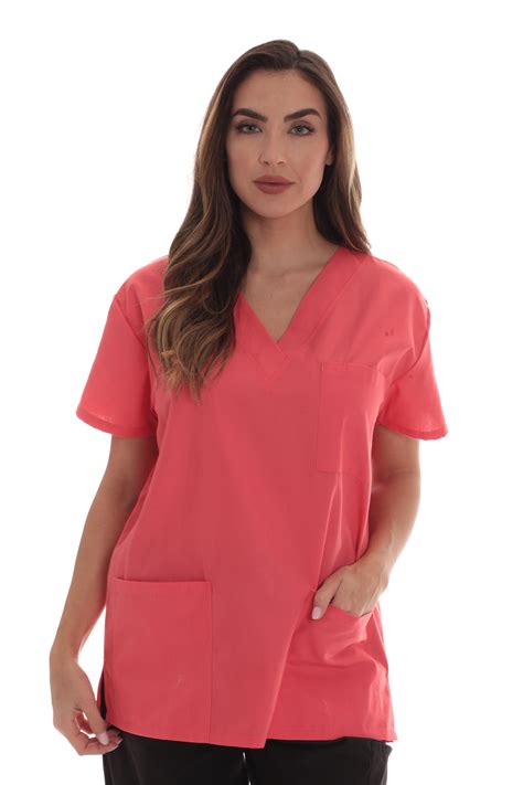 Just Love Solid Scrub Top For Women With Pockets And V Neck Comfortable And Professional