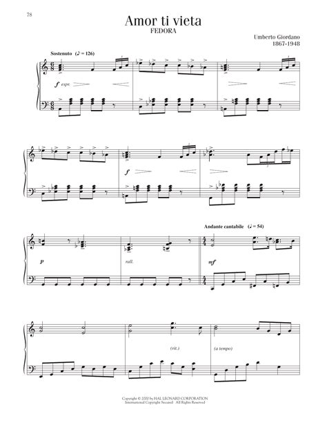 Amor Ti Vieta By Umberto Giordano Sheet Music For Piano Solo At Sheet