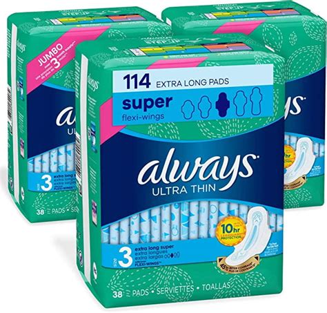 Always Ultra Thin Feminine Pads For Women Size 3 Extra Long Super