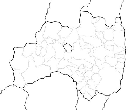 福島県の白地図イラスト無料素材集 県庁所在地・市町村名あり