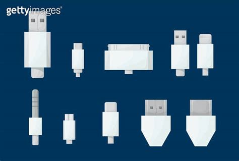 Usb Cables Set Type A B And Type C Plugs Mini Micro Lightning