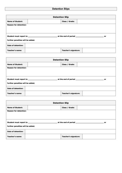 Detention Slip Template Printable Pdf Download