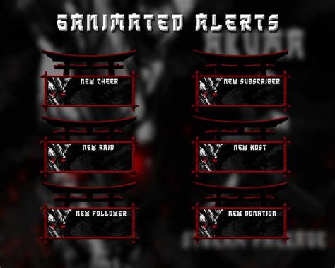 Animated Akuma Oni Stream Overlay Package Dark Themed Etsy