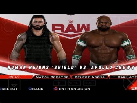 WWE RAW ROMAN REIGNS SHIELD Vs APOLO CREWS Wweraw Wwe2k22