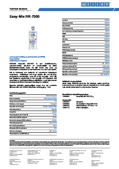 WEICON Easy Mix RK 7300 Acrylstructuurlijm 50ml 10569050 Cable