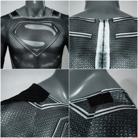 Justice League Superman Black Suit Cosplay Costume Hallowcos