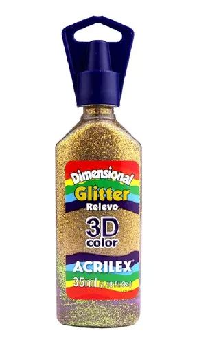 Tinta Dimensional Glitter Relevo 3d Ouro 201 Acrilex MercadoLivre