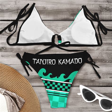 Demon Slayer Swimsuits Summer Tanjiro Bikini Swimsuit Fdm Anime Swimsuits