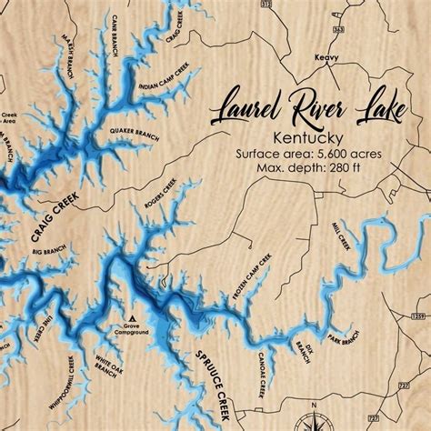 Digital File Pdf Svg Laurel River Lake Kentucky Bathymetric Depth