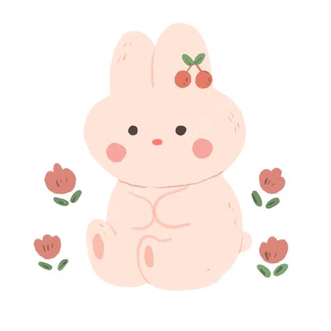 Korean Cute Bunny Png Image Cute Korean Bunny With Flowers Stickers