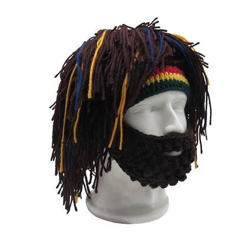 Handmade Mens Rasta Hat With Detachable Beard Jamaica Beanie Etsy