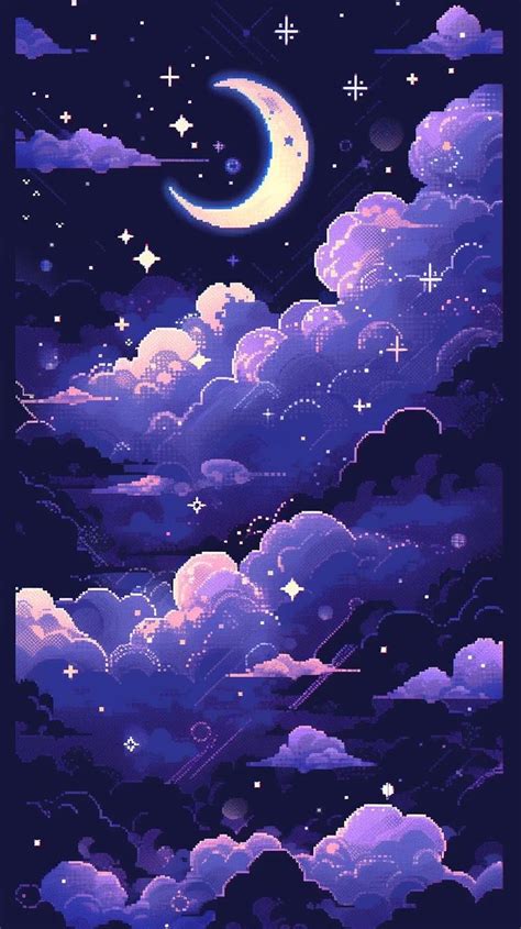 Pin By T On Moon And Shooting Stars Pixel Art Background