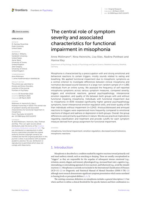 Pdf The Central Role Of Symptom Severity And Associated