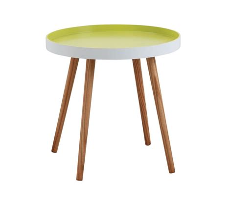 Table D Appoint Ronde En Bois Et Mdf Laqu Vert Anis Bout De Canap