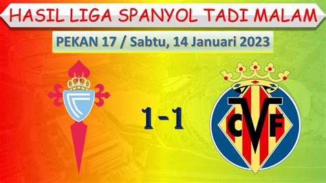 Hasil Liga Spanyol Tadi Malam Pekan 17 Celta Vigo Vs Villareal