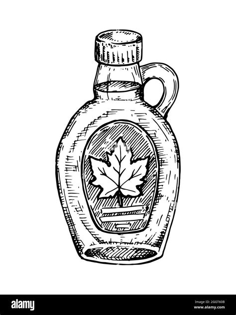 Bottle Of Maple Syrup Isolated Black And White Stock Photos Images