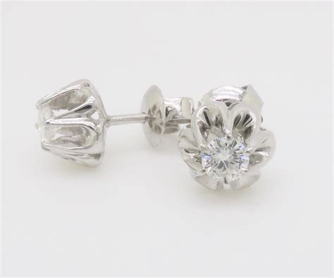 Diamond Buttercup Style Stud Earrings In White Gold For Sale At 1stdibs